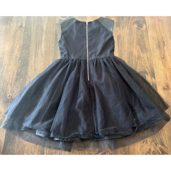 ⭐️ Ruum American Kids Wear Sleeveless Black Fit Flare‎ Dress Faux Leather 10 - Picture 2 of 7